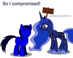 Size: 642x514 | Tagged: safe, artist:askazurite, princess luna, oc, alicorn, pegasus, pony, duo, female, male, mare, stallion