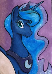 Size: 426x600 | Tagged: safe, artist:aokibengal, princess luna, alicorn, pony, female, horn, mare, solo, traditional art