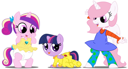 Size: 11000x6000 | Tagged: safe, artist:evilfrenzy, princess cadance, princess celestia, twilight sparkle, twilight sparkle (alicorn), alicorn, anthro, age regression, angelica pickles, babies, baby, butt flap, cewestia, cute, diaper, dil pickles, female, filly, foal, kimi finster, onesie, pink-mane celestia, rugrats, simple background, voice actor joke, younger