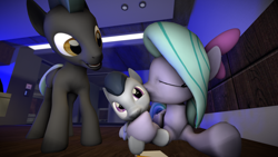 Size: 3840x2160 | Tagged: safe, artist:viranimation, flitter, rumble, thunderlane, pony, 3d, cute, female, flitterumble, holding hooves, homework, hoof fetish, hoof sucking, male, paper, pencil, shipping, source filmmaker, straight, straight shota