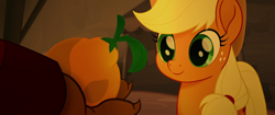 Size: 1920x804 | Tagged: safe, derpibooru import, screencap, applejack, capper dapperpaws, earth pony, pony, my little pony: the movie, applejack's hat, cowboy hat, cute, female, hat, jackabetes, mare, smiling