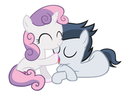 Size: 1489x1106 | Tagged: safe, artist:lunaticdawn, edit, rumble, sweetie belle, pony, cute, female, fetish, hoof fetish, hoof licking, hoof polish, licking, male, nail polish, rumbelle, shipping, simple background, straight, transparent background, vector