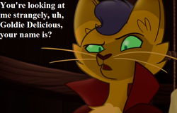 Size: 650x416 | Tagged: safe, derpibooru import, edit, edited screencap, screencap, capper dapperpaws, abyssinian, anthro, my little pony: the movie, crazy cat lady, cropped, dialogue, implied goldie delicious, male, this will not end well