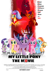 Size: 2025x3000 | Tagged: safe, artist:ejlightning007arts, derpibooru import, applejack, capper dapperpaws, fluttershy, pinkie pie, princess skystar, rainbow dash, rarity, spike, tempest shadow, twilight sparkle, twilight sparkle (alicorn), abyssinian, alicorn, anthro, dragon, earth pony, pegasus, pony, seapony (g4), unicorn, my little pony: the movie, anthro with ponies, broken horn, canterlot, cowboy hat, eye scar, female, hat, horn, inglourious basterds, male, mane six, mare, ponies, poster, scar, stock vector, wings