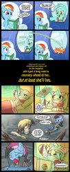 Size: 691x1700 | Tagged: safe, artist:madmax, derpibooru import, lyra heartstrings, rainbow dash, human, pegasus, pony, unicorn, artax, bed, book, comic, crossover, female, hospital, injured, instant karma, mare, photoshop, role reversal, star wars, the neverending story