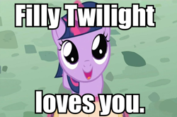 Size: 918x611 | Tagged: safe, twilight sparkle, unicorn twilight, pony, unicorn, book, cute, dialogue, filly, filly twilight sparkle, happy, image macro, levitation, looking at you, looking up, magic, solo, telekinesis, text, younger
