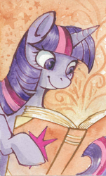 Size: 1794x2971 | Tagged: safe, artist:sharpie91, twilight sparkle, book, reading, traditional art