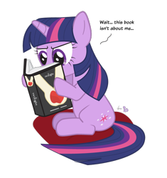 Size: 700x745 | Tagged: safe, artist:dm29, twilight sparkle, unicorn twilight, pony, unicorn, book, dialogue, female, mare, namesake, reading, simple background, solo, transparent background, twilight (series)