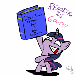 Size: 1600x1600 | Tagged: safe, artist:wonder-waffle, twilight sparkle, pony, unicorn, bipedal, book, female, mare, simple background, that pony sure does love books, white background