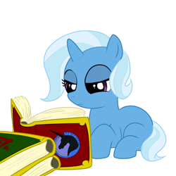 Size: 1000x1000 | Tagged: safe, artist:madmax, trixie, book, filly, reading