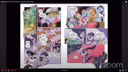 Size: 2560x1440 | Tagged: safe, artist:andypriceart, derpibooru import, edit, edited screencap, idw, screencap, applejack, bon bon, capper dapperpaws, fluttershy, lyra heartstrings, pinkie pie, rainbow dash, rarity, spike, star swirl the bearded, sweetie drops, twilight sparkle, twilight sparkle (alicorn), zecora, abyssinian, alicorn, dragon, earth pony, pegasus, pony, unicorn, zebra, spoiler:comic, spoiler:comic89, spoiler:comicseason10, comic, female, male, mane six, map of equestria, mare, screencap comic