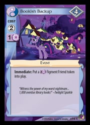 Size: 409x570 | Tagged: safe, twilight sparkle, twilight sparkle (alicorn), alicorn, pony, book, card, ccg, enterplay, female, mare, marks in time, merchandise, quote, solo