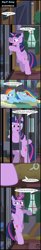 Size: 1826x11257 | Tagged: safe, artist:toxic-mario, derpibooru import, rainbow dash, twilight sparkle, twilight sparkle (alicorn), alicorn, pegasus, pony, 28 pranks later, bipedal, book, cage, comic, key, prison, that was fast