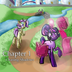 Size: 600x600 | Tagged: safe, artist:sallindaemon, lemon hearts, twilight sparkle, twinkleshine, book, magic, propheverse