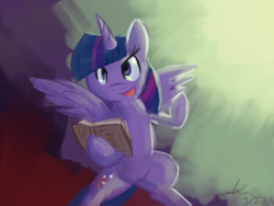 Size: 1024x768 | Tagged: safe, artist:outcast010, twilight sparkle, twilight sparkle (alicorn), alicorn, pony, book, female, mare