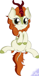 Size: 1767x3481 | Tagged: safe, artist:kimjoman, autumn blaze, kirin, season 8, sounds of silence, awwtumn blaze, cute, female, looking at you, lying, simple background, solo, transparent background