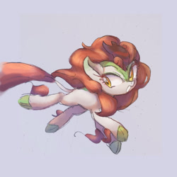 Size: 768x768 | Tagged: safe, artist:xp_r6, autumn blaze, kirin, sounds of silence, awwtumn blaze, cloven hooves, cute, female, gray background, looking back, simple background, solo