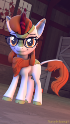 Size: 2160x3840 | Tagged: safe, artist:navyivizer47, autumn blaze, kirin, sounds of silence, 3d, female, glasses, looking at you, solo, source filmmaker