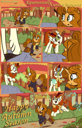 Size: 3300x5100 | Tagged: safe, artist:floofyfoxcomics, autumn blaze, oc, oc:autumn science, pony, unicorn, sounds of silence, boots, clothes, cute, female, magic, mare, pantyhose, pleated skirt, scarf, shoes, skirt, story included, sweater, tree