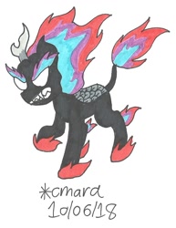 Size: 777x1004 | Tagged: safe, artist:cmara, autumn blaze, pony, sounds of silence, mane of fire, solo, traditional art