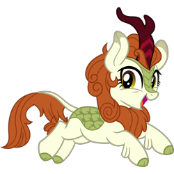 Size: 3200x3200 | Tagged: safe, alternate version, artist:cheezedoodle96, autumn blaze, kirin, sounds of silence, .svg available, female, happy, jumping, looking at you, open mouth, simple background, smiling, svg, transparent background, vector