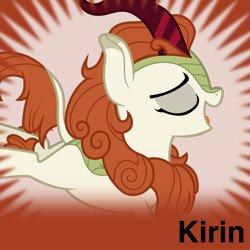 Size: 1451x1451 | Tagged: safe, artist:illumnious, autumn blaze, kirin, sounds of silence, awwtumn blaze, cute, derpibooru, eyes closed, meta, official spoiler image, simple background, smiling, spoilered image joke, transparent background, vector