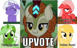 Size: 2036x1268 | Tagged: safe, artist:arifproject, artist:badumsquish, edit, edited screencap, screencap, autumn blaze, oc, oc:comment, oc:downvote, oc:favourite, oc:upvote, kirin, pony, sounds of silence, arif's angry pone, badumsquish's kitties, derpibooru, derpibooru ponified, fukken saved, image macro, meme, meta, ponified, reaction image, simple background, text, that's my x, transparent background