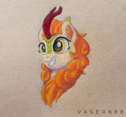 Size: 1200x1118 | Tagged: safe, artist:vaser888, autumn blaze, kirin, female, happy, mare, smiling, traditional art