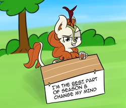 Size: 1280x1094 | Tagged: safe, artist:artiks, autumn blaze, kirin, sounds of silence, spoiler:s08, change my mind, dreamworks face, ear fluff, female, meme, out of character, smug, solo