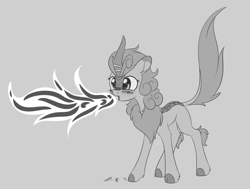 Size: 1984x1496 | Tagged: safe, artist:dusthiel, autumn blaze, kirin, sounds of silence, female, fire, fire breath, food, hot pepper, open mouth, pepper, quadrupedal, solo, spicy