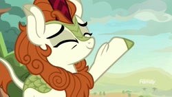 Size: 1920x1080 | Tagged: safe, screencap, autumn blaze, kirin, sounds of silence, eyes closed, solo