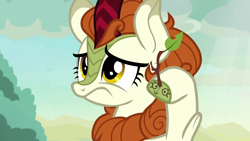 Size: 1280x720 | Tagged: safe, screencap, autumn blaze, kirin, sounds of silence, spoiler:s08, autumn blaze's puppet, cloven hooves, female, sad, solo, twig