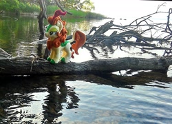 Size: 1805x1298 | Tagged: safe, artist:hihin1993, autumn blaze, kirin, irl, japan, photo, plushie, solo, tree, water