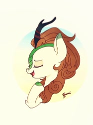 Size: 467x623 | Tagged: safe, alternate version, artist:zoomiso, autumn blaze, kirin, eyes closed, female, solo