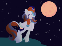 Size: 1280x960 | Tagged: artist needed, source needed, useless source url, safe, autumn blaze, princess luna, alicorn, hybrid, kirin, blood moon, cutie mark, female, full moon, fusion, horn, moon, night, wings