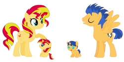 Size: 995x503 | Tagged: safe, artist:loth-eth, flash sentry, sunset shimmer, oc, pony, babies, baby, baby ponies, baby pony, family, female, flashimmer, male, offspring, parent:flash sentry, parent:sunset shimmer, parents:flashimmer, shipping, straight