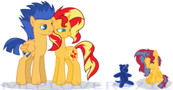 Size: 1024x532 | Tagged: safe, artist:mlplover0711, flash sentry, sunset shimmer, oc, oc:sunlight shine, female, flashimmer, male, offspring, parent:flash sentry, parent:sunset shimmer, parents:flashimmer, shipping, simple background, straight, transparent background