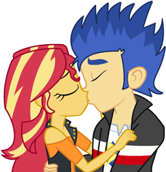 Size: 1072x1108 | Tagged: safe, artist:themexicanpunisher, flash sentry, sunset shimmer, better together, equestria girls, female, flashimmer, kissing, male, shipping, straight