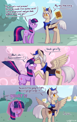 Size: 2293x3600 | Tagged: safe, artist:dsp2003, artist:lalieri, twilight sparkle, unicorn twilight, oc, alicorn, pony, unicorn, collaboration, 2017, alicorn oc, blood, blushing, blushing profusely, comic, cute, elizabeth (persona), featureless crotch, female, forehead kiss, frog (hoof), heart, lesbian, mare, megami tensei, nosebleed, open mouth, persona, persona 3, plot, spread wings, tail, tailboner, underhoof, wingboner, wings