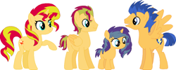 Size: 1105x442 | Tagged: safe, artist:lucylink, flash sentry, sunset shimmer, family, female, flashimmer, male, offspring, parent:flash sentry, parent:sunset shimmer, parents:flashimmer, shipping, straight