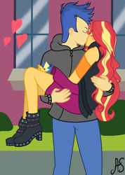 Size: 1585x2223 | Tagged: safe, artist:sparkling-sunset-s08, flash sentry, sunset shimmer, better together, equestria girls, female, flashimmer, kissing, male, shipping, straight