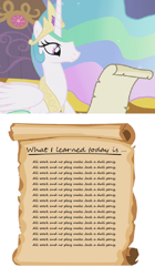 Size: 558x1000 | Tagged: safe, princess celestia, alicorn, pony, all work and no play makes jack a dull boy, female, horn, mare, multicolored mane, princess celestia's letters for the day, solo, the shining, white coat