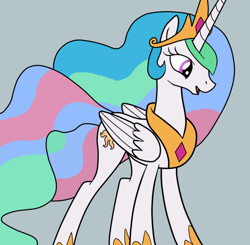 Size: 620x608 | Tagged: artist needed, source needed, safe, princess celestia, alicorn, pony, female, horn, mare, multicolored mane, solo, white coat