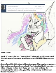 Size: 800x1041 | Tagged: safe, princess celestia, ruby pinch, alicorn, pony, kidnapped, kissing, princess molestia