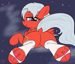 Size: 4000x3400 | Tagged: safe, artist:littlenaughtypony, oc, oc only, oc:pawpox, pegasus, pony, blushing, dock, female, fetish, frog (hoof), hoof fetish, looking at you, looking back, solo, stirrups, underhoof