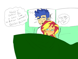 Size: 1440x1080 | Tagged: safe, artist:spideyflash017, flash sentry, sunset shimmer, equestria girls, colored, female, flashimmer, male, shipping, sleeping, straight