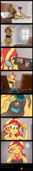 Size: 2088x10600 | Tagged: safe, artist:niban-destikim, artist:pacificside18, flash sentry, sunset shimmer, comic:inner thoughts, equestria girls, armpits, bed, bedroom, belly, belly button, big belly, brush, clothes, comic, comic page, dresser, female, flashimmer, frame, geode, geode of empathy, hairbrush, imminent surprise, lamp, looking back, looking over shoulder, magical geodes, male, morning, nightstand, picture frame, pregnant, prologue, shipping, straight, sunrise, sunset preggers, waking up, yawn