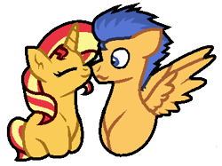 Size: 359x269 | Tagged: safe, artist:brendalobinha, edit, flash sentry, sunset shimmer, pony, female, flashimmer, male, shipping, straight