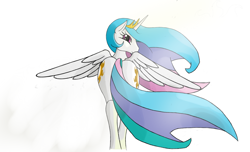 Size: 1336x811 | Tagged: safe, artist:numeradin, princess celestia, alicorn, pony, looking back, plot, solo