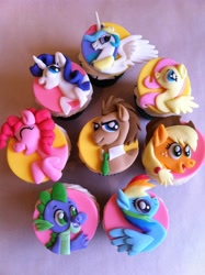 Size: 1529x2048 | Tagged: safe, applejack, doctor whooves, fluttershy, pinkie pie, princess celestia, rainbow dash, rarity, spike, alicorn, dragon, earth pony, pegasus, pony, unicorn, cupcake